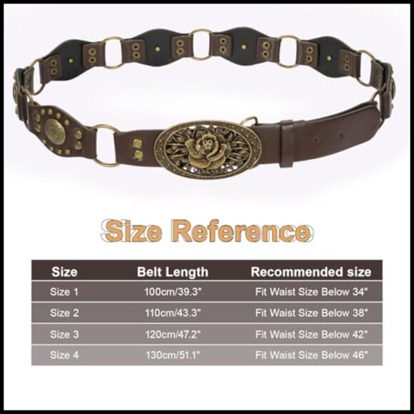 Vintage Western Belt Faux Leather Studded Rivets Adjustable Unisex Cowgirl Style main image 6